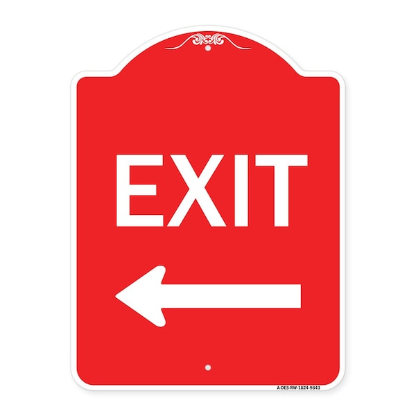 Exit With Left Arrow Heavy-Gauge Aluminum Architectural Sign, 24" H, 18" L, RW-1824-9843